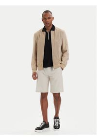 Karl Lagerfeld - KARL LAGERFELD Kurtka skórzana 555011 562411 Beżowy Regular Fit. Typ kołnierza: dekolt w karo. Kolor: beżowy. Materiał: skóra #3