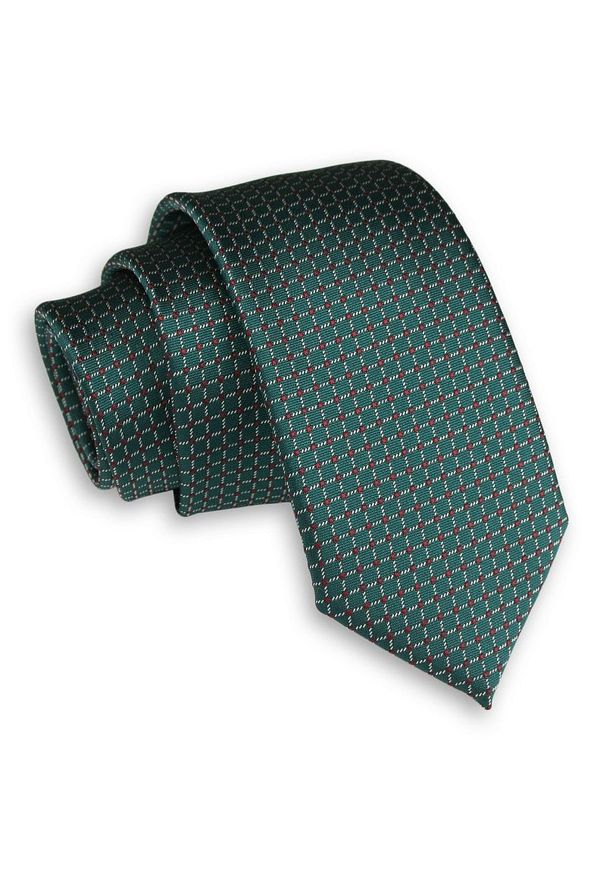 Alties - Zielony Elegancki Męski Krawat -ALTIES- 6 cm, Klasyczny, w Drobną Kratkę. Kolor: zielony. Materiał: tkanina. Wzór: kratka. Styl: elegancki, klasyczny