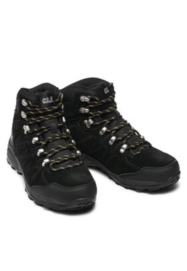 Jack Wolfskin Trekkingi Refugio Texapore Mid M 4049841 Czarny. Kolor: czarny. Materiał: skóra, zamsz. Sport: turystyka piesza