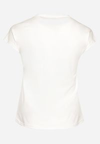 Born2be - Biały Bawełniany T-shirt z Nadrukiem Motyla Ozdobionym Cyrkoniami Beonea. Okazja: na co dzień. Kolor: biały. Materiał: bawełna. Wzór: aplikacja, nadruk. Styl: casual, klasyczny, elegancki #7