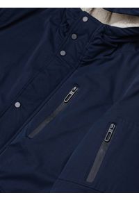 Ombre Clothing - Kurtka męska parka ocieplana sherpa - granatowa V2 OM-JALJ-0131 - L. Kolor: niebieski. Materiał: poliester #7