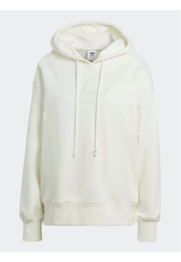 Adidas - adidas Bluza Trefoil Graphic Embroidery HM1636 Beżowy Loose Fit. Kolor: biały. Materiał: bawełna
