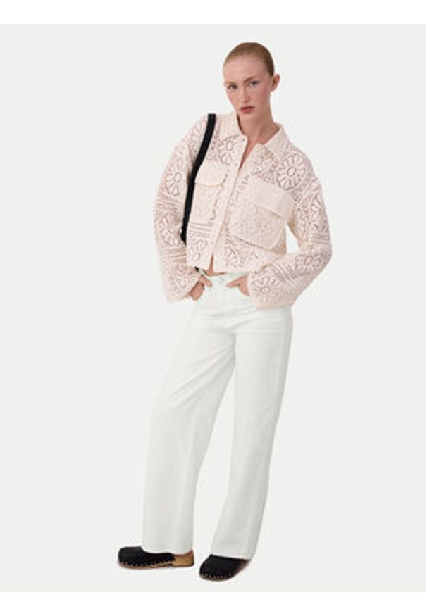 Vila Jeansy Palma 14105535 Biały Wide Leg. Kolor: biały