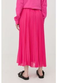 BOSS spódnica kolor różowy maxi rozkloszowana. Kolor: różowy. Materiał: tkanina