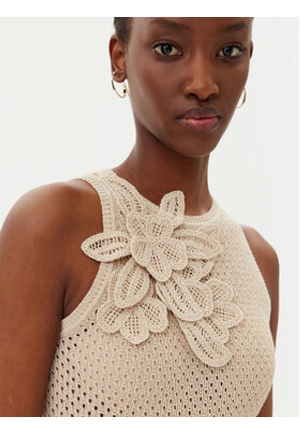 Marella Top Arak1 2513361112 Beżowy Slim Fit. Kolor: beżowy. Materiał: bawełna