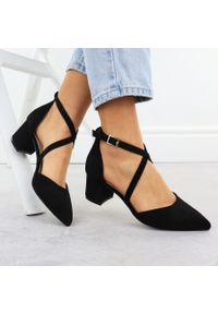 Sandały damskie na słupku czarne Sergio Leone SK-830. Kolor: czarny. Materiał: zamsz, nubuk. Obcas: na słupku #1