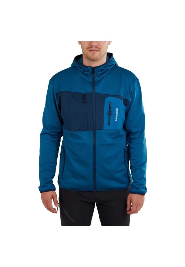 FUNDANGO - Polarowy sweter męski Fundango Fox Hybrid. Kolor: niebieski. Materiał: polar. Sport: turystyka piesza