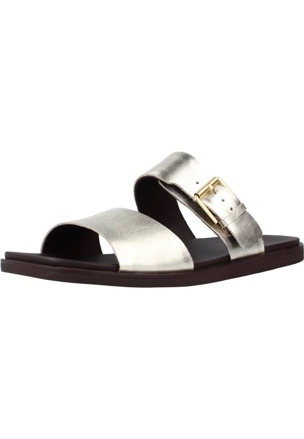 Clarks - Sandały CLARKS OFRA SLIDE Złoty. Kolor: żółty. Materiał: skóra. Sezon: lato