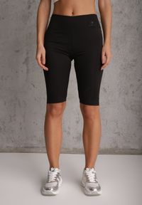 Renee - Czarne Szorty Bikery High Waist z Wyszczuplającym Pasem Briarrose. Okazja: na co dzień. Stan: podwyższony. Kolor: czarny. Materiał: len. Styl: sportowy, casual #4