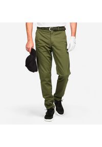 INESIS - Spodnie do golfa chino męskie Inesis MW500 bawełna. Kolor: zielony, wielokolorowy, brązowy. Materiał: bawełna, materiał, poliester, elastan. Sport: golf