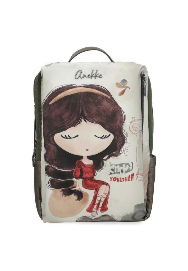 Plecak damski Anekke, wykonany z materiału tekstylnego z dekoracyjnym nadrukiem zamykany na zamek, kolorowy, 42575-001. Materiał: materiał. Wzór: kolorowy, nadruk. Styl: casual, elegancki