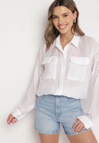 Born2be - Biała Koszula z Modalem i Ozdobnymi Kieszeniami Mavisene. Okazja: na co dzień. Kolor: biały. Materiał: jeans. Styl: klasyczny, casual, elegancki #7
