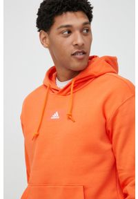 Adidas - adidas bluza męska kolor pomarańczowy z kapturem gładka. Typ kołnierza: kaptur. Kolor: pomarańczowy. Materiał: bawełna, materiał, dzianina. Wzór: gładki #3
