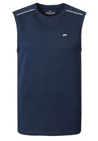 Letni Bezrękawnik Męski (Tank Top) - Pako Jeans - Granatowy. Okazja: na co dzień, na plażę. Kolor: niebieski. Materiał: bawełna. Długość rękawa: bez rękawów. Sezon: lato. Styl: casual #1