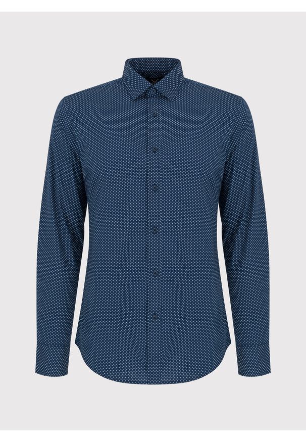 PAKO LORENTE – Granatowa koszula w drobny wzór P24SF-1X-027-G-S - Pako Lorente. Okazja: na co dzień. Kolor: niebieski. Materiał: elastan, jeans. Styl: casual