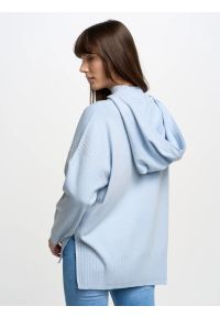 Big-Star - Sweter damski typu poncho niebieski Rajana 400. Kolor: niebieski. Materiał: wiskoza, skóra, prążkowany. Wzór: ze splotem. Sezon: lato. Styl: elegancki #7