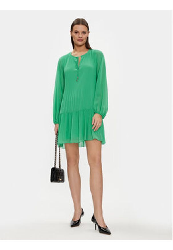 Liu Jo Sukienka codzienna MA4106 T5975 Zielony Regular Fit. Okazja: na co dzień. Kolor: zielony. Materiał: syntetyk. Typ sukienki: proste. Styl: casual