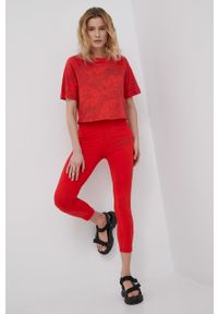 Diadora legginsy damskie kolor czerwony z nadrukiem. Kolor: czerwony. Materiał: bawełna. Wzór: nadruk #3