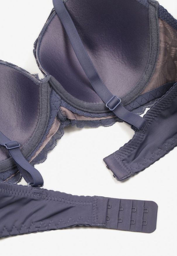 Born2be - Niebiesko-Różowy Biustonosz o Fasonie Full Cup z Koronką Finedis. Kolor: niebieski. Materiał: koronka. Wzór: koronka