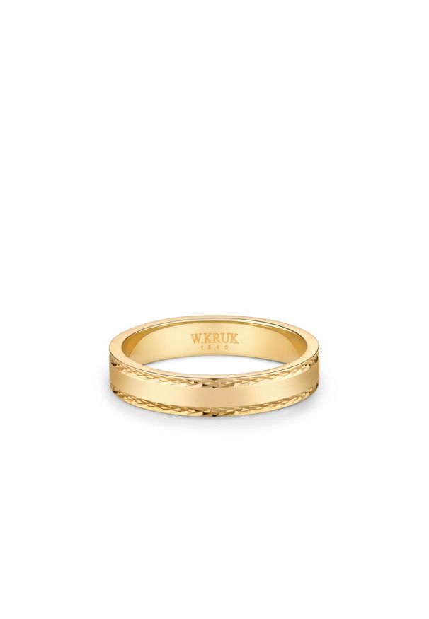 W.KRUK - Obrączka ślubna złota DAVOS damska. Materiał: złote. Kolor: złoty. Wzór: gładki
