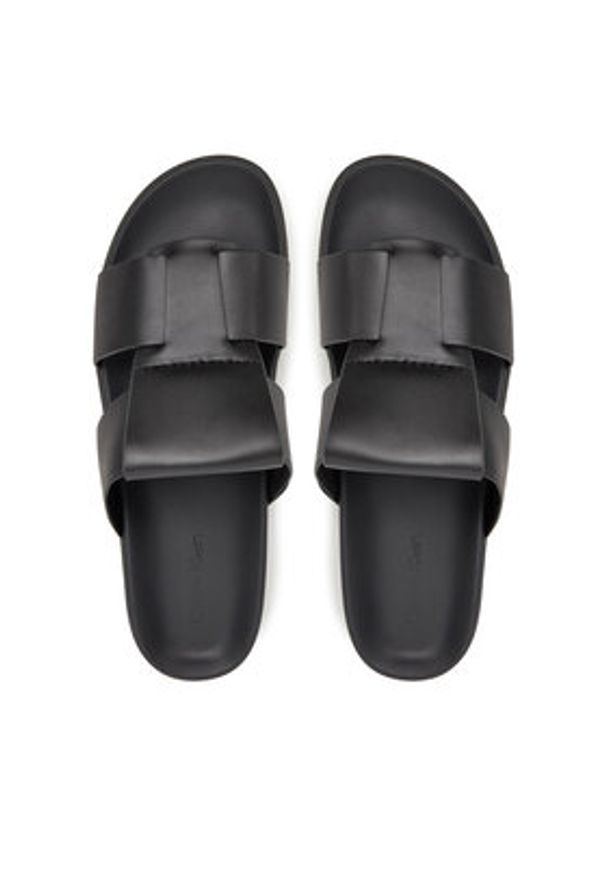 Calvin Klein Klapki Lug Sandal Double T Lth HM0HM01734 Czarny. Kolor: czarny. Materiał: skóra