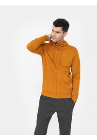 4f - Bluza dresowa rozpinana z kapturem męska. Okazja: na co dzień. Typ kołnierza: kaptur. Kolor: żółty, złoty. Materiał: dresówka. Styl: casual #1