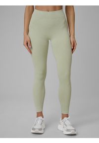4f - 4F Legginsy treningowe bezszwowe damskie - zielone XS/S. Stan: podwyższony. Kolor: zielony. Materiał: skóra. Długość: długie. Sport: fitness #2