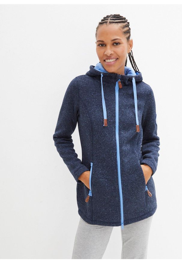 bonprix - Bluza rozpinana z polaru, z kapturem. Typ kołnierza: kaptur. Kolor: niebieski. Materiał: polar