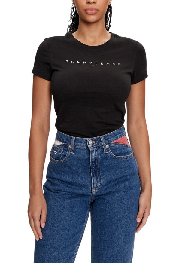 Tommy Jeans - TOMMY JEANS Czarny damski t-shirt, Rozmiar S. Kolor: czarny