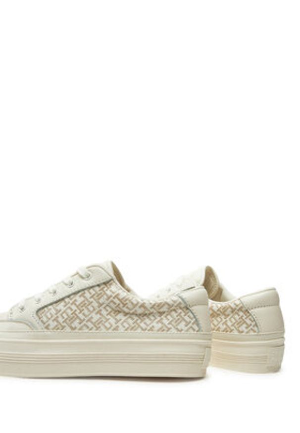 TOMMY HILFIGER - Tommy Hilfiger Sneakersy Vulc Leather Sneaker Monogram FW0FW08331 Écru. Materiał: skóra