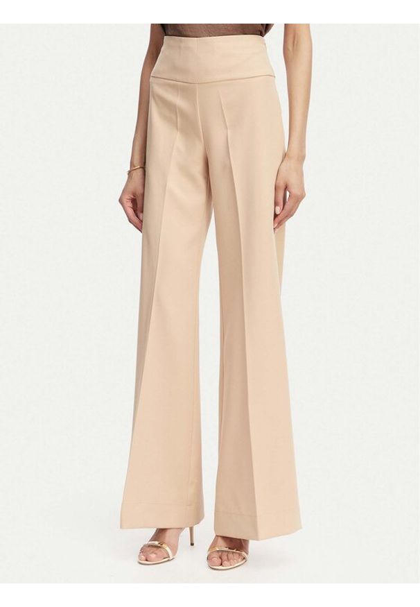 ACCESS FASHION Spodnie materiałowe 63-5022-135 Beżowy Flare Fit. Kolor: beżowy. Materiał: syntetyk