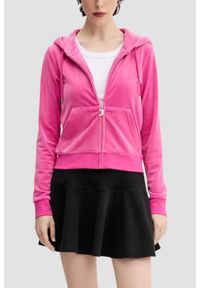 Juicy Couture - JUICY COUTURE Różowa bluza damska Robertson Hoodie, Rozmiar M. Okazja: na co dzień. Kolor: różowy. Materiał: materiał. Styl: klasyczny, casual #4