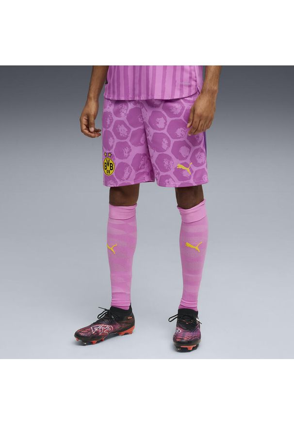 Puma - Męskie szorty KIDSUPER × BORUSSIA DORTMUND PUMA Mauve Pop Faster Yellow Pink. Kolor: różowy. Sezon: lato. Sport: fitness