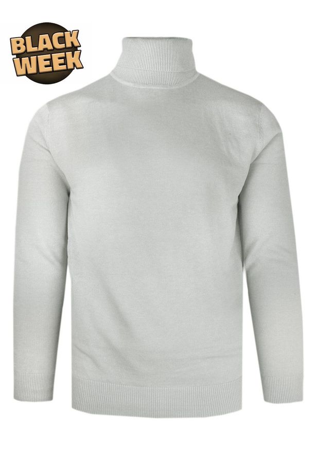 Elegancki Golf Męski - Brave Soul - Gołębi Kolor. Typ kołnierza: golf. Kolor: szary. Materiał: akryl, bawełna. Sezon: zima, jesień. Styl: elegancki