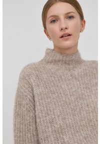Bruuns Bazaar Sweter wełniany Syringa Rika damski kolor szary ciepły z półgolfem. Kolor: szary. Materiał: wełna #2