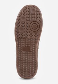 Born2be - Brązowe Sneakersy w Stylu Tenisówek z Paskami na Boku Saliena. Okazja: na co dzień. Zapięcie: pasek. Kolor: brązowy. Materiał: skóra, jeans #6