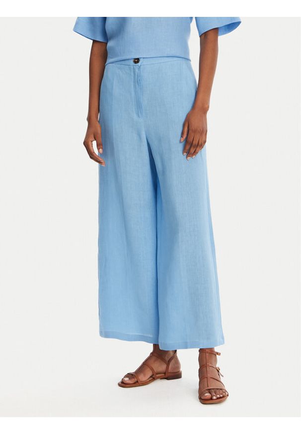 Marella Kuloty Silvana 2515131022 Błękitny Regular Fit. Kolor: niebieski. Materiał: len