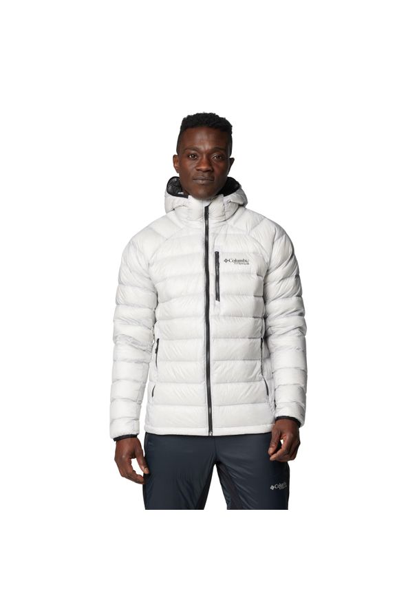 columbia - Kurtka sportowa męska Arctic Crest Down Hooded Jacket. Kolor: szary. Materiał: nylon. Sport: turystyka piesza