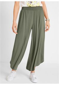 bonprix - Spodnie culotte w długości do łydki, ze zrównoważonej wiskozy. Kolor: zielony. Materiał: wiskoza. Styl: elegancki