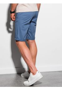 Ombre Clothing - Krótkie spodenki męskie casual W243 - niebieskie - XL. Okazja: na co dzień. Kolor: niebieski. Materiał: elastan, bawełna. Długość: krótkie. Sezon: lato. Styl: casual