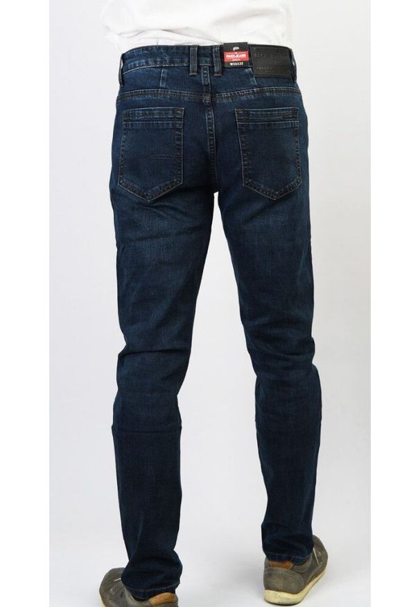 Pako Jeans - Spodnie Męskie, Ciemne JEANSY, Regular Fit, Zwężana Nogawka -PAKO JEANS. Okazja: na spotkanie biznesowe, do pracy. Materiał: bawełna, lycra. Styl: biznesowy, klasyczny