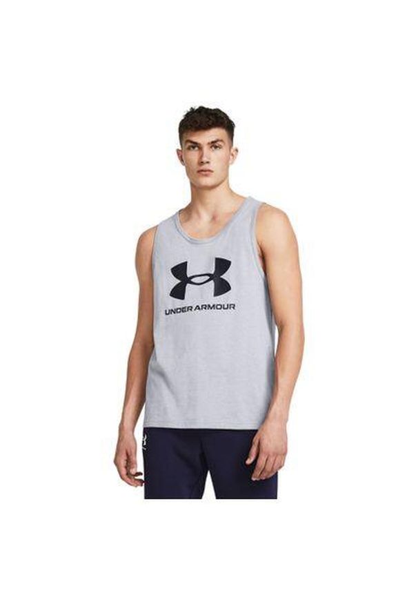 Under Armour - Koszulka męska tank top UNDER ARMOUR 1382883 bez rękawów. Kolor: szary. Długość rękawa: bez rękawów
