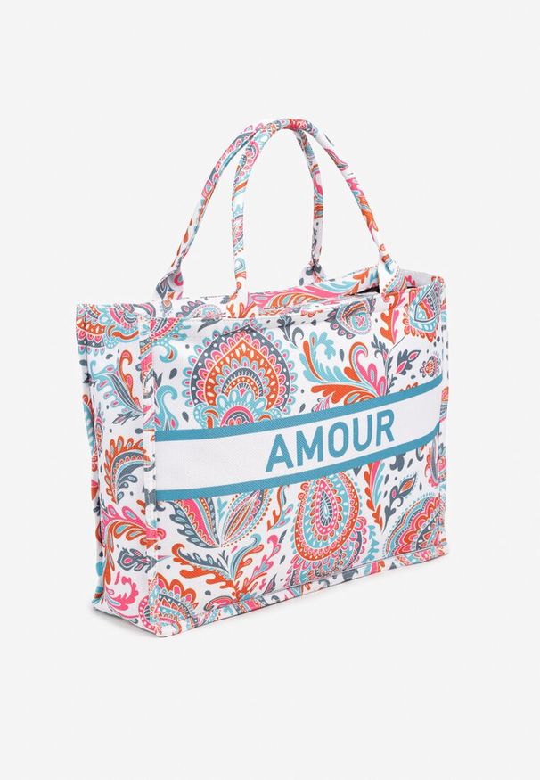 Renee - Pomarańczowa Prostokątna Torebka Typu Shopper Zdobiona Ornamentalnym Wzorem Alirielle. Kolor: pomarańczowy. Wzór: aplikacja. Materiał: zdobione. Styl: elegancki, biznesowy, casual