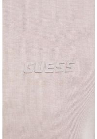 Guess bluza damska kolor beżowy z aplikacją. Okazja: na co dzień. Kolor: beżowy. Wzór: aplikacja. Styl: casual #4