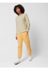outhorn - Spodnie dresowe damskie - żółte. Kolor: żółty. Materiał: dresówka. Wzór: nadruk #5