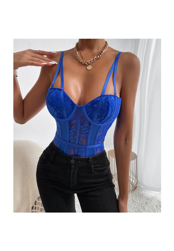 Intica - Body z haftem na romantyczne wieczory Tabatha. Kolor: brązowy. Materiał: materiał. Wzór: haft