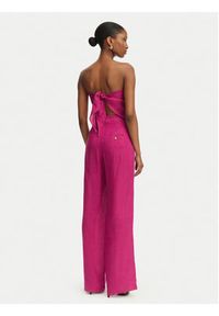 Marella Spodnie materiałowe Solista 2613131114 Różowy Relaxed Fit. Kolor: różowy. Materiał: len #5