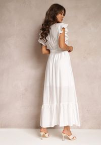 Renee - Biała Rozkloszowana Sukienka Maxi z Gumką w Talii Lavla. Kolor: biały. Materiał: materiał. Długość: maxi #3