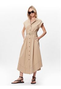 TwinSet - TWINSET Sukienka koszulowa 231TT2102 Beżowy Regular Fit. Kolor: beżowy. Materiał: bawełna. Typ sukienki: koszulowe #3
