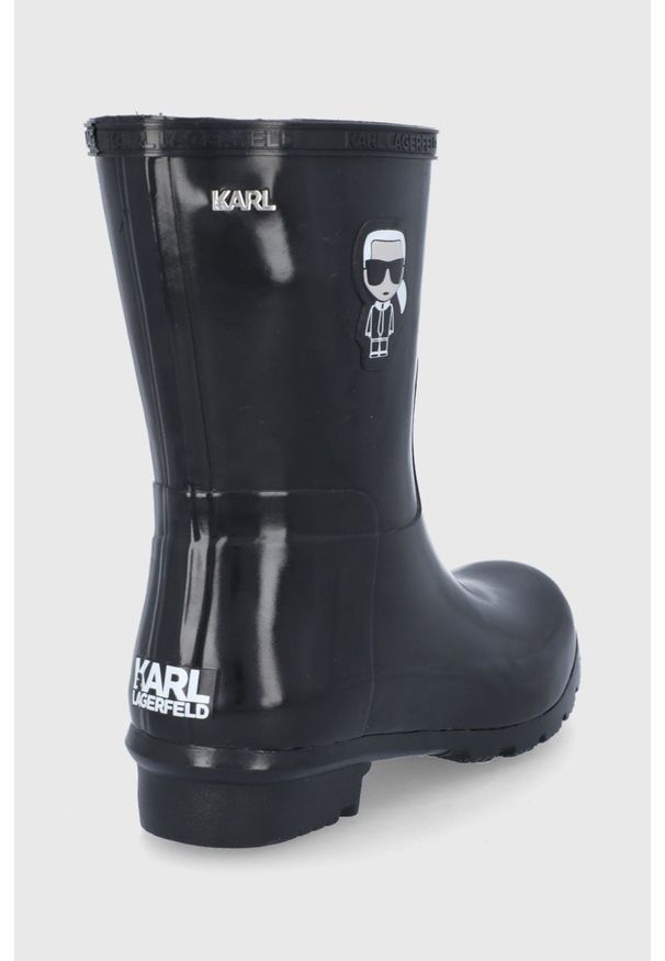 Karl Lagerfeld - Kalosze. Nosek buta: okrągły. Kolor: czarny. Materiał: materiał, guma. Wzór: gładki